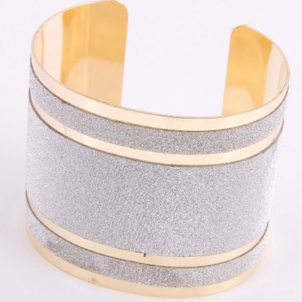 Silver Glitter Gold Cuff Bracelet